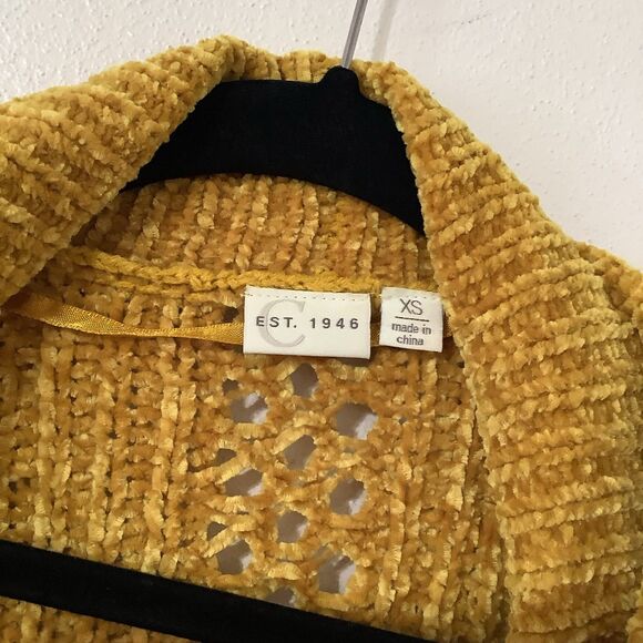 Mustard Yellow Chunky Knit Casual Autumn Fall Cozycore Comfy Open Vest XS - Picture 4 of 8